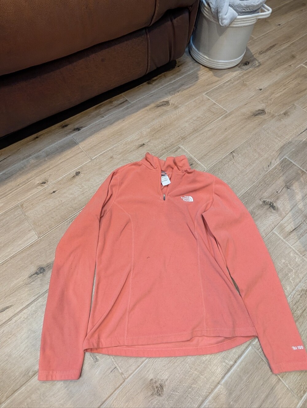 The North Face Coral Salmon Pink Half-Zip Fleece Pullover